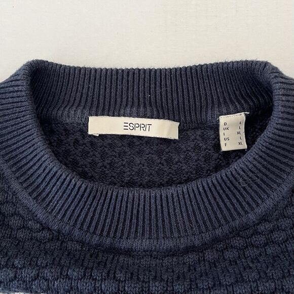 Esprit Preppy Striped Sweater Womens L Nautical Bobble Textured Crew Pullover - Picture 5 of 10